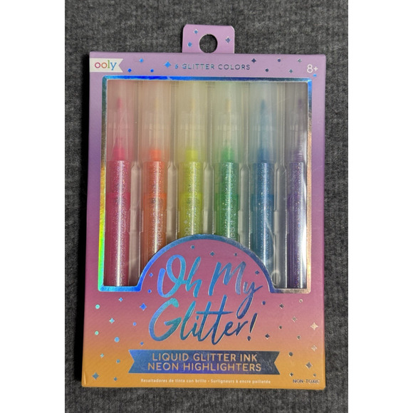 OOLY Oh My Glitter! Liquid Glitter Ink Neon Highlighters Set of 6 - Picture 3 of 4